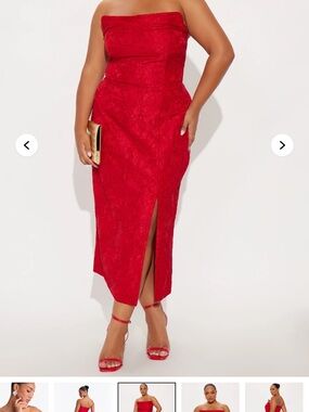 Strapless Red Dress Front Slit Fashion Nova 2X NWT